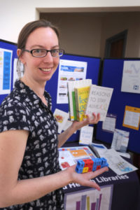 The Oxford Health Charity's Healthfest 2019 at The Warneford Hospital, Oxford. Outreach librarian for Oxford Health Libraries, Katie Treherne