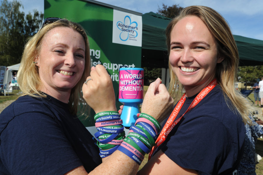 The Oxford Health Charity's Healthfest 2019 at The Warneford Hospital, Oxford. Showing off their wristbands are Alzheimer's Society representatives Lisa Thompson, left, and Kate Czeczko.