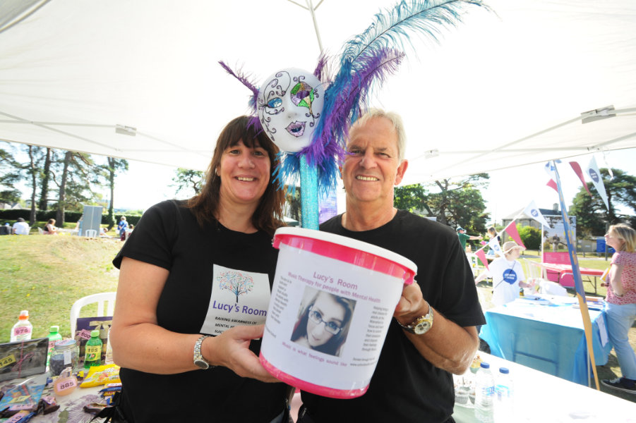 The Oxford Health Charity's Healthfest 2019 at The Warneford Hospital, Oxford. Lesley and Neil Gordon were publicising a masked ball for the Lucy's Room charity.