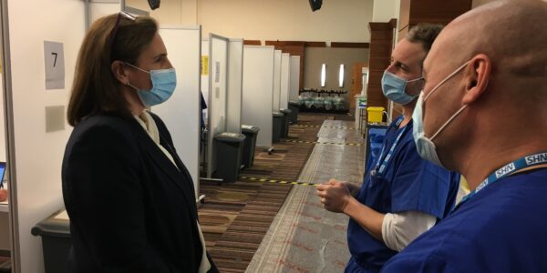 NHS vaccine leader in visit to Reading vaccination centre