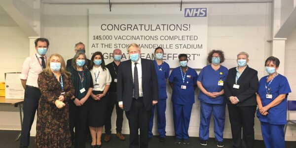 Prime Minister gives our COVID-19 vaccination team a boost in Aylesbury