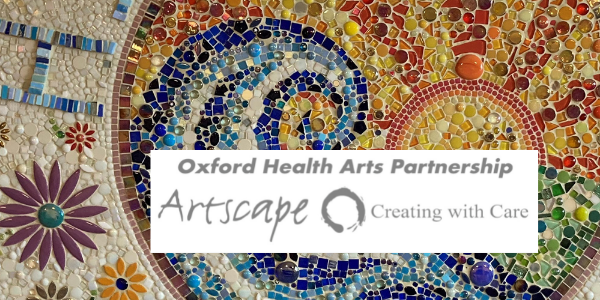 Oxford Health Arts Partnership logo on a mosaic
