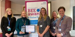 Justine Jarvis, Jayne Lewis, Emma Croft, Amanda Jones and Emma Leaver at BEE awards